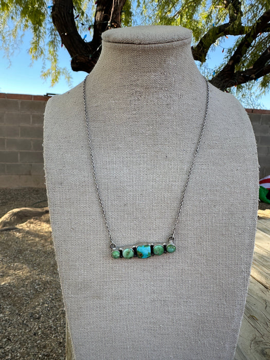 Handmade Sterling Silver & Sonoran Mountain Turquoise Bar Necklace