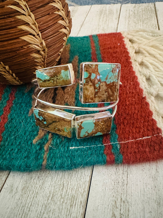 Navajo Sterling Silver & Number 8 Turquoise Cuff Bracelet