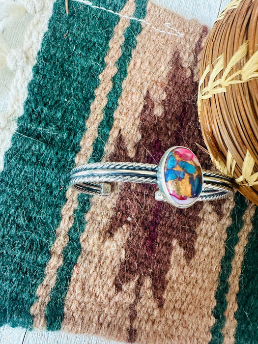 Navajo Pink Dream Mojave & Sterling Silver Cuff Bracelet