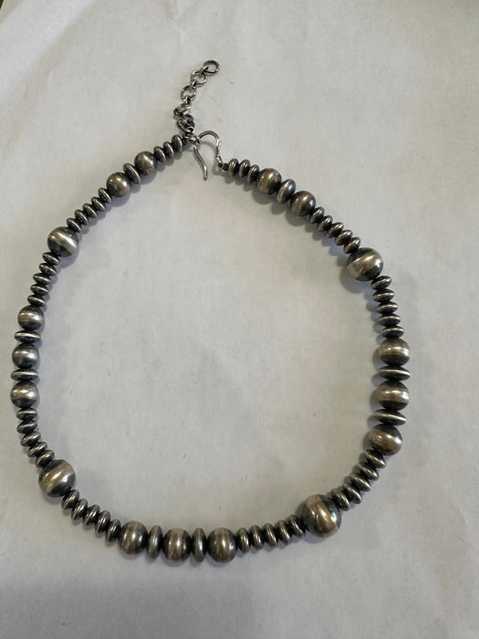Sterling Silver Beaded Graduated Necklace w/ 2 inch extender