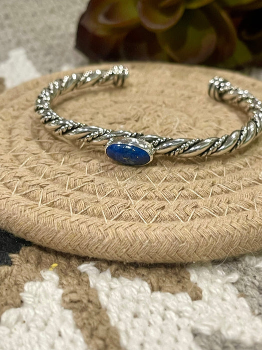 Navajo Lapis & Sterling Silver Cuff Bracelet