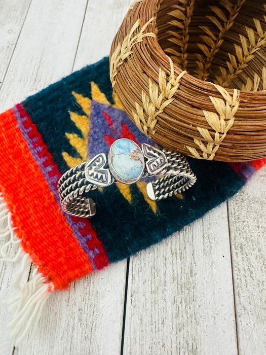 Navajo Sterling Silver & Golden Hills Turquoise Cuff Bracelet