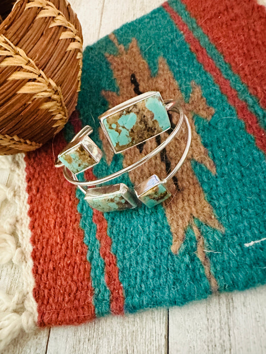 Navajo Sterling Silver & Number 8 Turquoise Cuff Bracelet