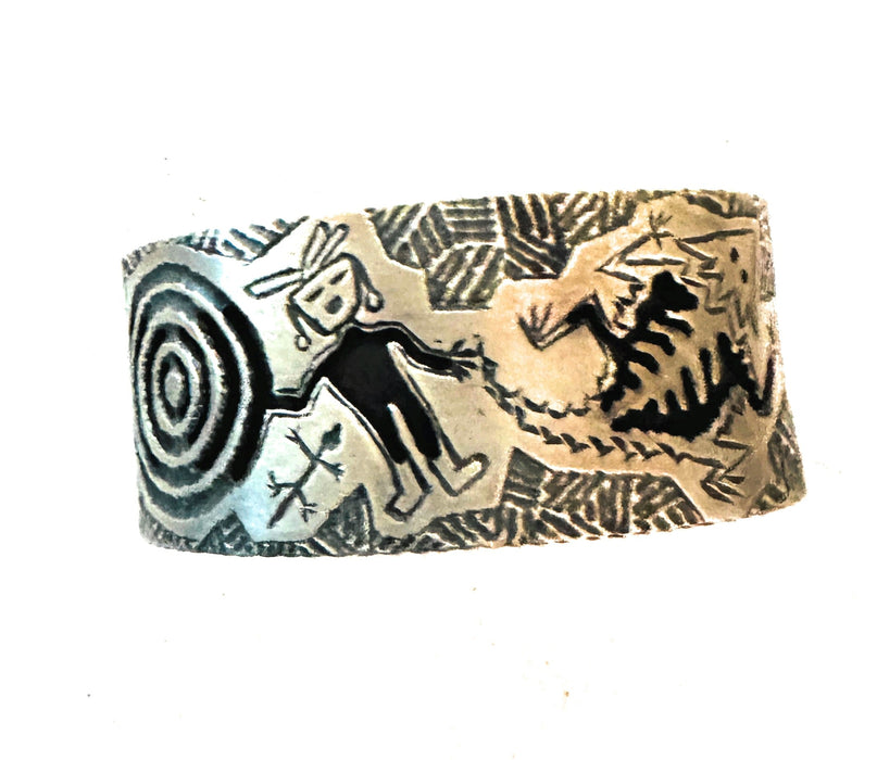 Navajo Sterling Silver Tufa Cast Cuff Bracelet by Alvin Yellowhorse