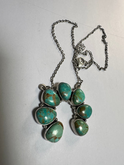 Handmade Sterling Silver & Turquoise Naja Necklace