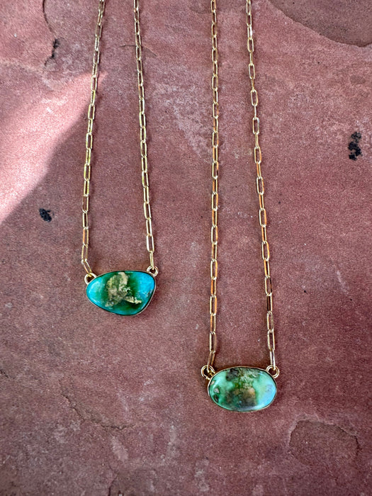 “The Golden Collection” GOLDEN MORNING Handmade Natural Sonoran Turquoise 14k Gold Plated Necklaces