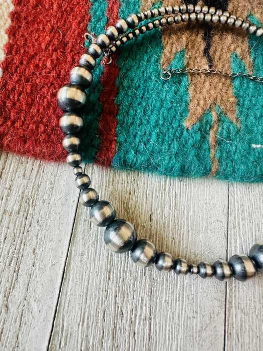 Navajo Sterling Silver Beaded Wrap Choker Necklace