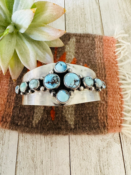 Navajo Golden Hills Turquoise & Sterling Silver Cuff Bracelet