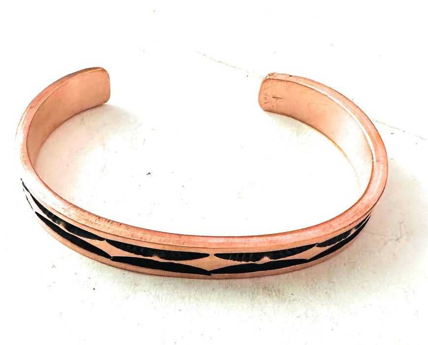 Navajo Hand Stamped Copper Cuff Bracelet