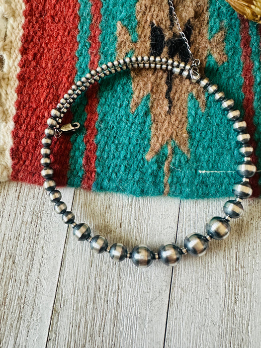 Navajo Sterling Silver Beaded Wrap Choker Necklace