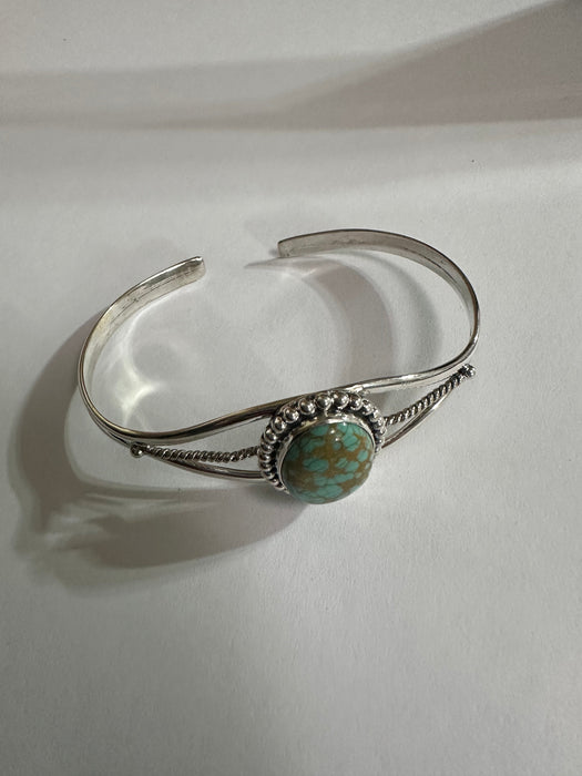 Handmade Sterling Silver & Number 8 Turquiose Adjustable Cuff Bracelet