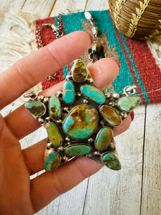 Navajo Sterling Silver & Royston Turquoise Star Necklace by Jacqueline Silver