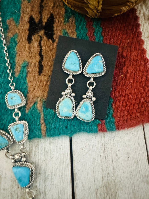 Navajo Turquoise & Sterling Silver Lariat Necklace Set
