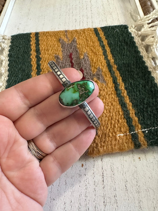 Chimney Butte Navajo Sterling Silver & Sonoran Mountain Turquoise Cuff Bracelet Signed