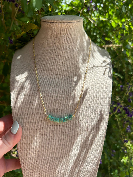 “The Golden Collection” Wild Ocean Handmade Natural Turquoise Beaded 14k Gold Plated Necklace