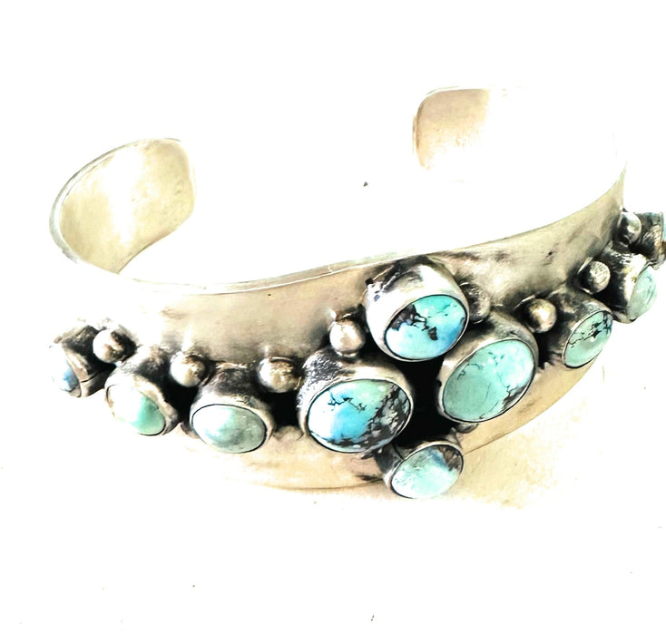 Navajo Golden Hills Turquoise & Sterling Silver Cuff Bracelet