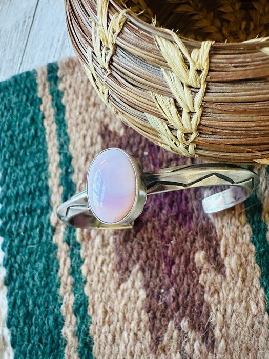 Navajo Queen Pink Conch Shell & Sterling Silver Cuff Bracelet