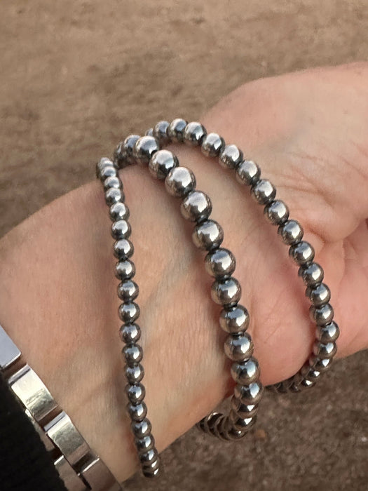 Sterling Silver Pearl Beaded Triple-Strand Bracelet