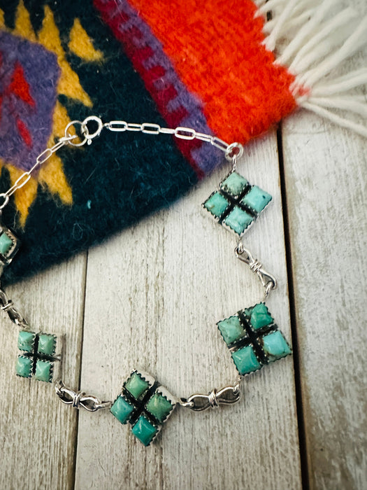 Navajo Turquoise & Sterling Silver Link Bracelet by Julia Etsitty