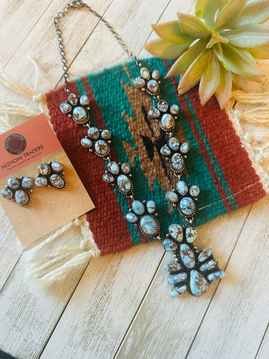 Navajo Golden Hills Turquoise & Sterling Silver Necklace Set