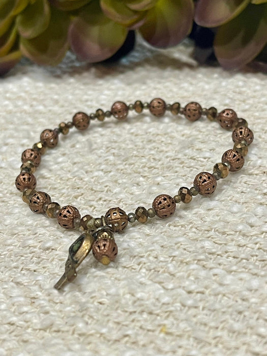 Vintage Handmade Copper Beaded Bracelet