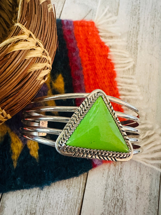 Navajo Gaspeite & Sterling Silver Cuff Bracelet