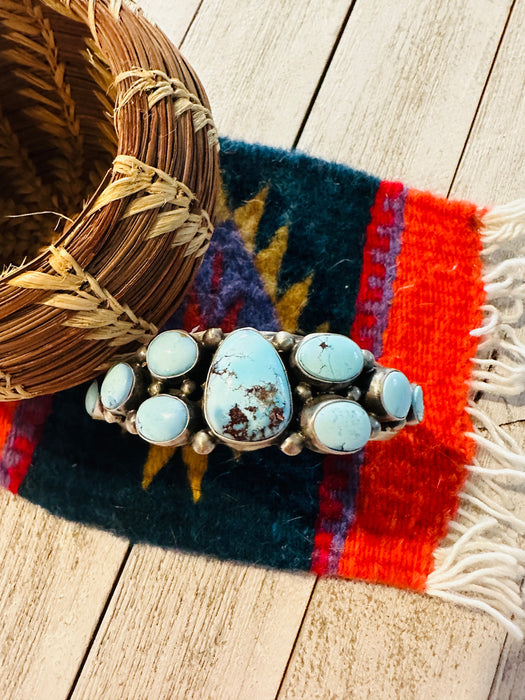 Navajo Golden Hills Turquoise & Sterling Silver Cuff Bracelet by Kathleen Chavez