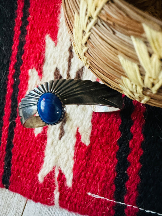 Old Pawn Navajo Sterling Silver & Lapis Cuff Bracelet