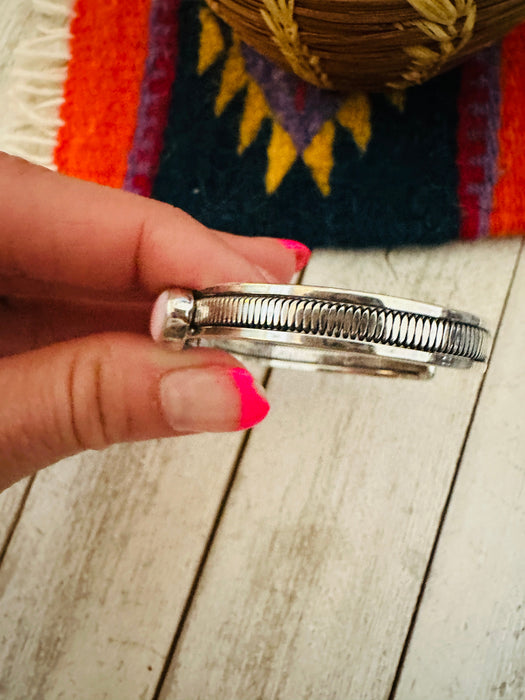 Navajo Queen Pink Conch Shell & Sterling Silver Cuff Bracelet