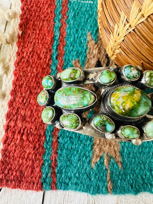 Navajo Sonoran Gold Turquoise & Sterling Silver Cuff Bracelet