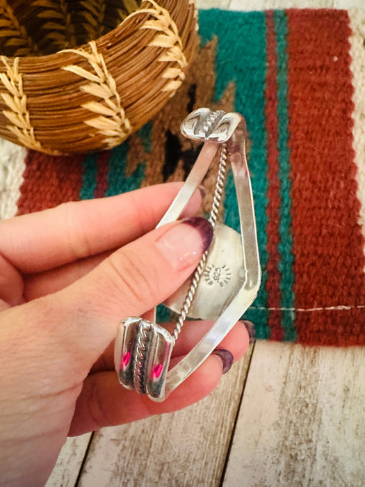 Navajo New Lander Turquoise & Sterling Silver Cuff Bracelet by Wydell Billie