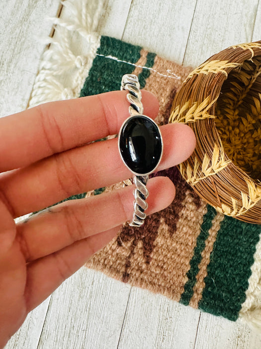 Navajo Sterling Silver & Onyx Cuff Bracelet