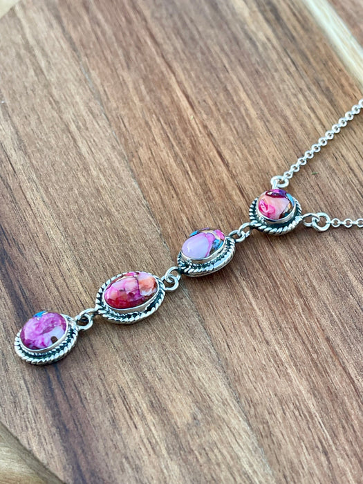 Handmade Sterling Silver & Pink Dream Mojave 4 Stone Necklace