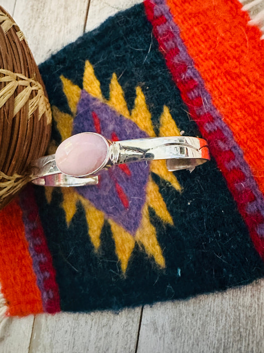 Navajo Queen Pink Conch & Sterling Silver Cuff Bracelet