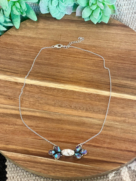 Handmade Sterling Silver, Purple Mojave & Wild Horse Bar Necklace