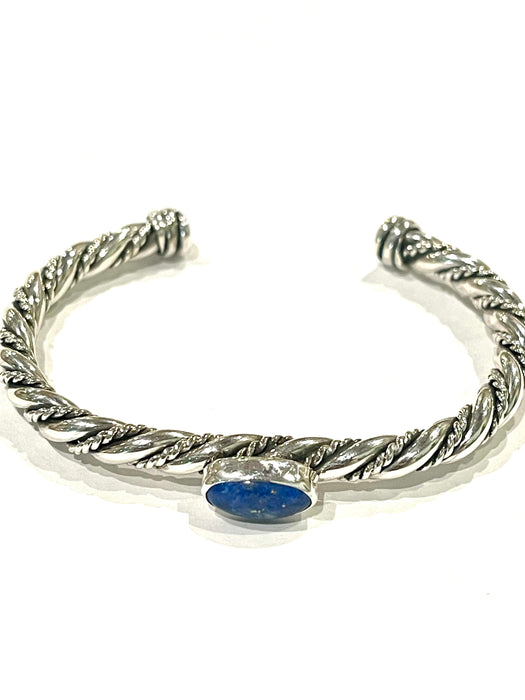 Navajo Lapis & Sterling Silver Cuff Bracelet