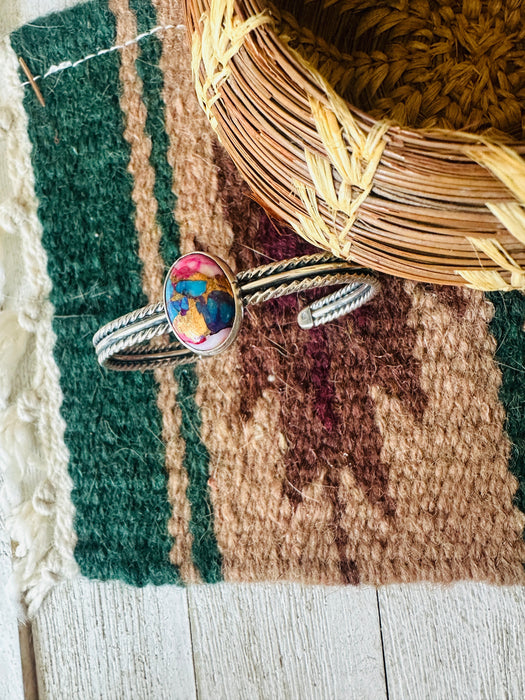 Navajo Pink Dream Mojave & Sterling Silver Cuff Bracelet