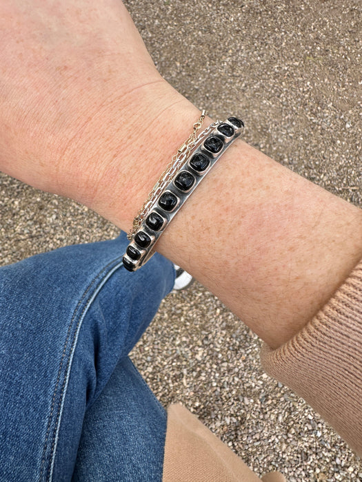 Handmade Onyx & Sterling Silver Cuff Bracelet