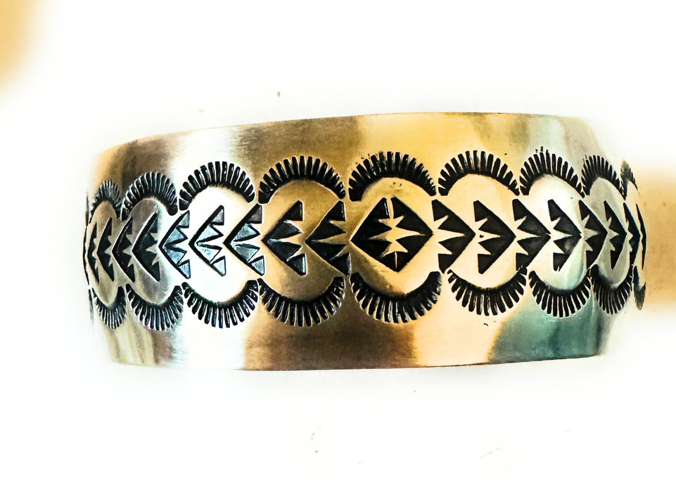 Navajo Hand Stamped Sterling Silver Cuff Bracelet