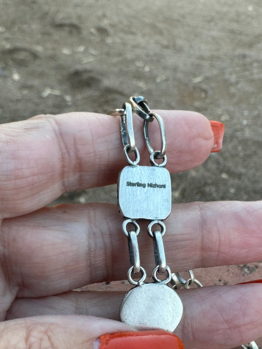 Handmade Royston Turquoise & Sterling Silver Bolo Necklace