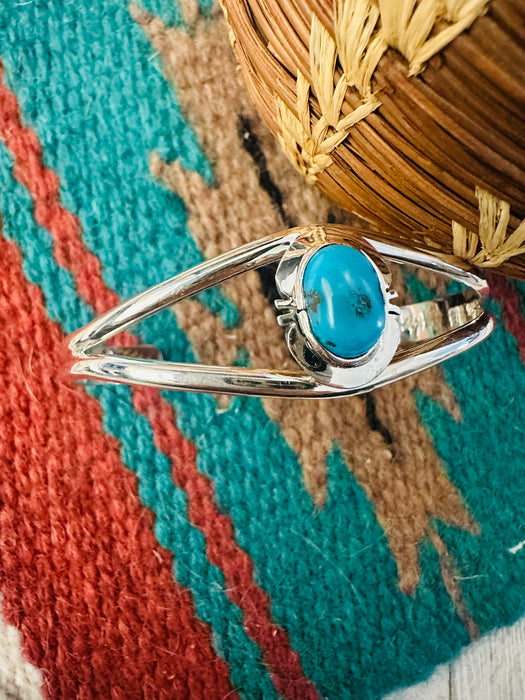 Navajo Kingman Turquoise & Sterling Silver Cuff Bracelet