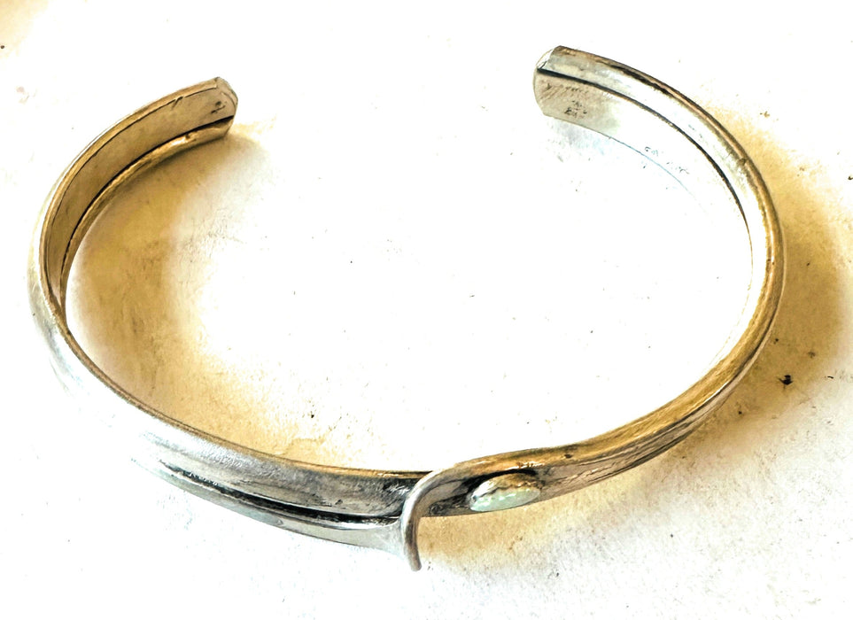 Old Pawn Navajo Sterling Silver & Opal Cuff Bracelet