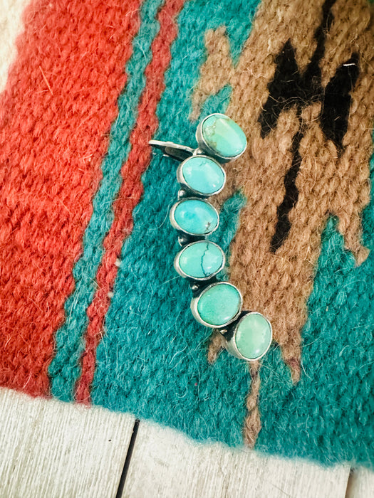 Navajo Sterling Silver & Turquoise Right Ear Cuff Signed