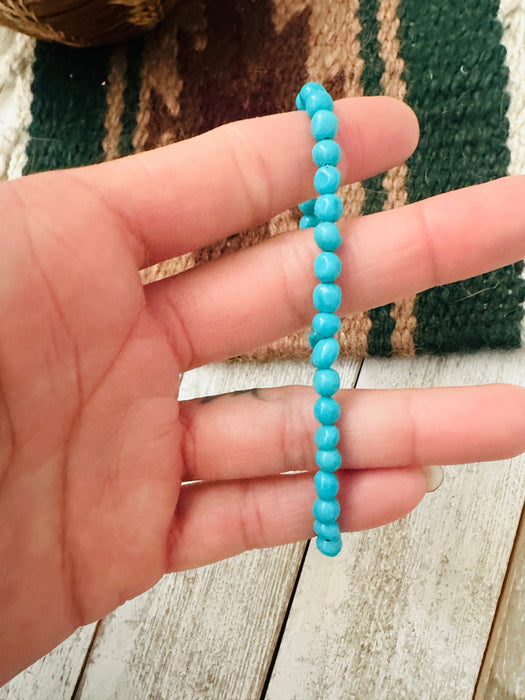 Navajo Sterling Silver and Turquoise Beaded Stretch Bracelet