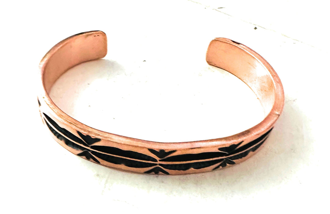 Navajo Hand Stamped Copper Cuff Bracelet