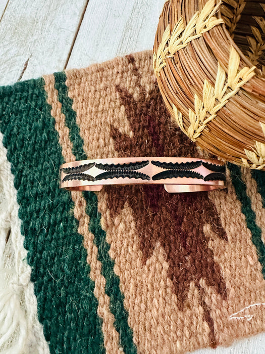 Navajo Hand Stamped Copper Cuff Bracelet