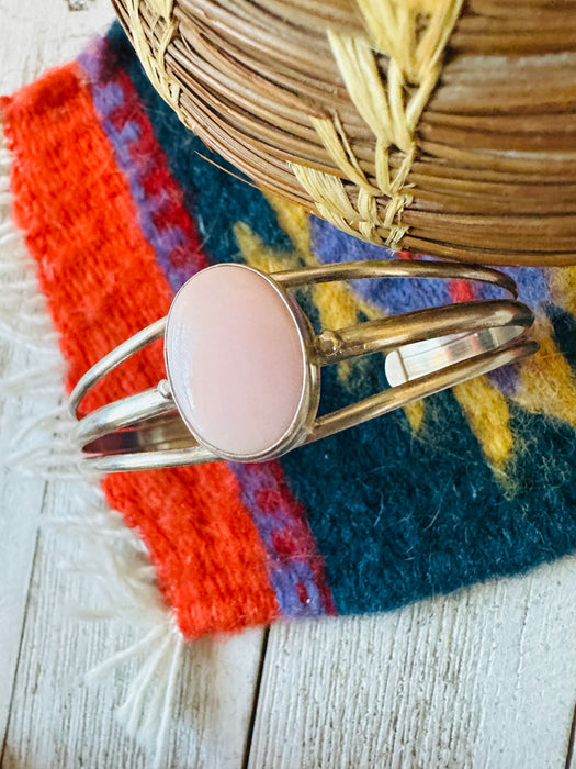 Navajo Queen Pink Conch Shell & Sterling Silver Cuff Bracelet