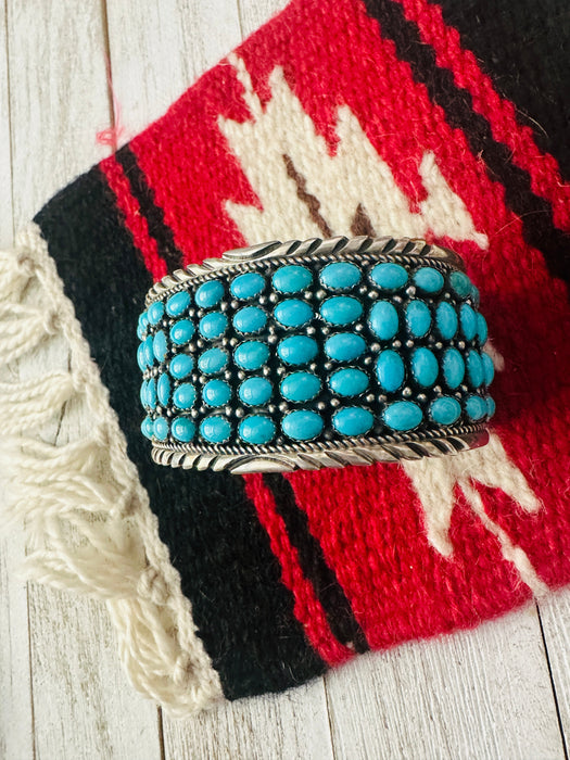 Navajo Sleeping Beauty Turquoise Sterling Silver Cuff Bracelet