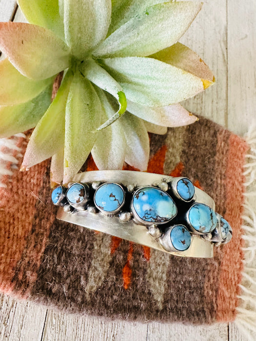 Navajo Golden Hills Turquoise & Sterling Silver Cuff Bracelet