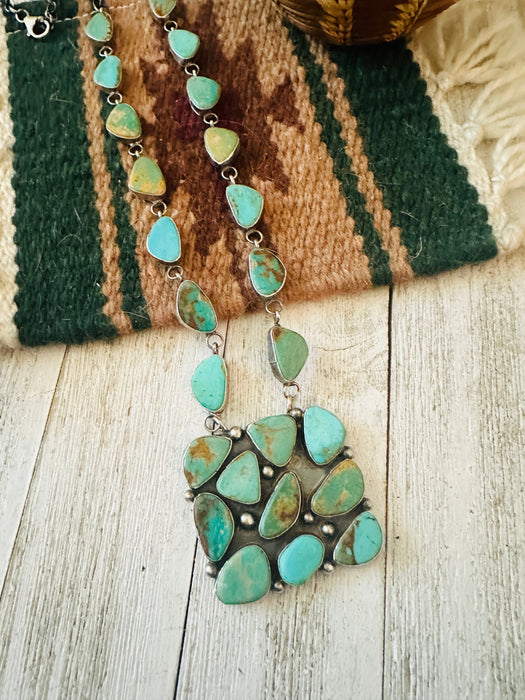 Navajo Sterling Silver & Royston Turquoise Necklace by Jacqueline Silver